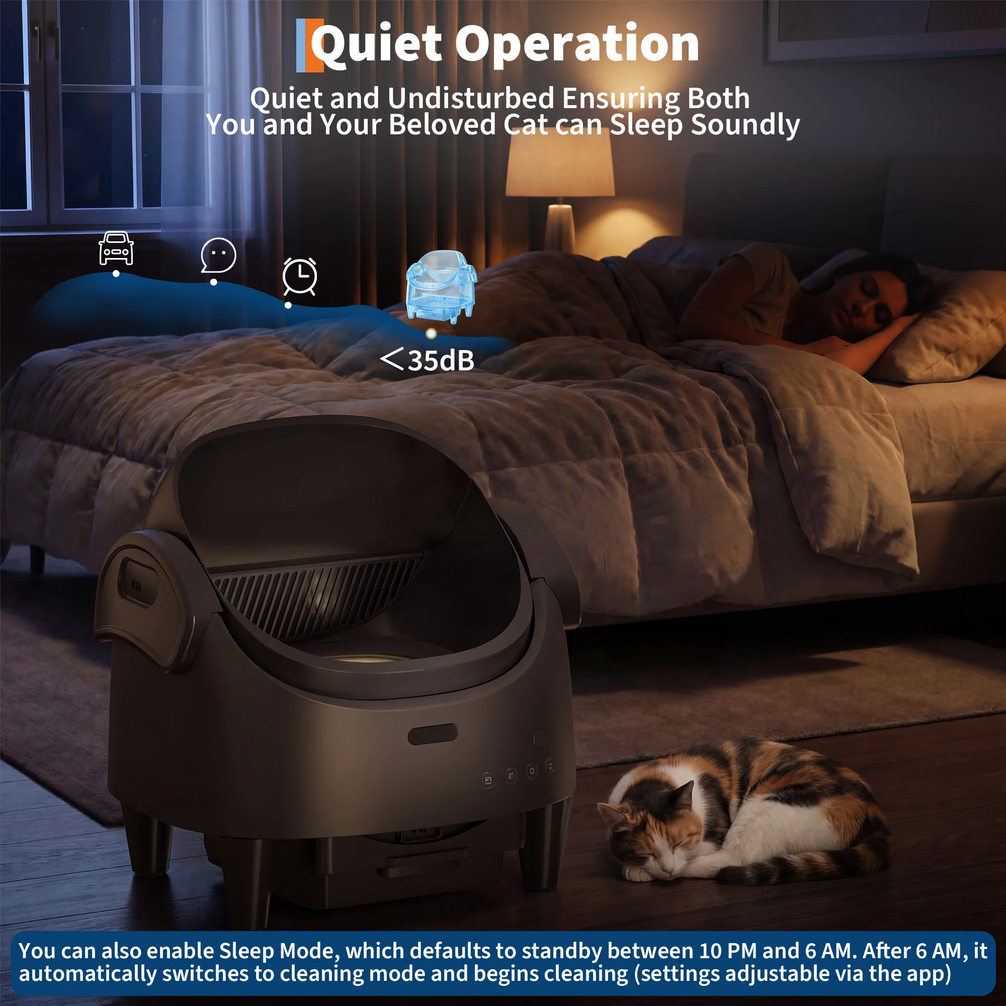 HAUSPROFI Fully Automatic Self-Cleaning Cat Toilet,Open-Top,10.5L,Extra large, Odor Control,Anti-Pinch,App Remote Control for large cats - Image 6