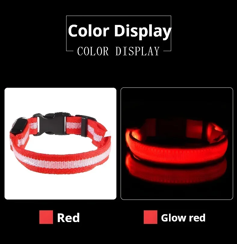 Dog Collar Nylon LED Night Safety Flashing Glow In The Dark Pet Dog Leash pet Dogs Luminous Fluorescent dog accessories collar - Image 18