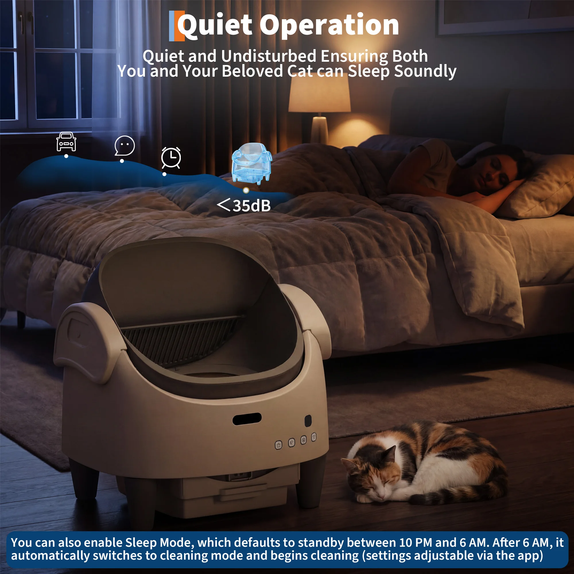 HAUSPROFI Fully Automatic Self-Cleaning Cat Toilet,Open-Top,10.5L,Extra large, Odor Control,Anti-Pinch,App Remote Control for large cats - Image 23
