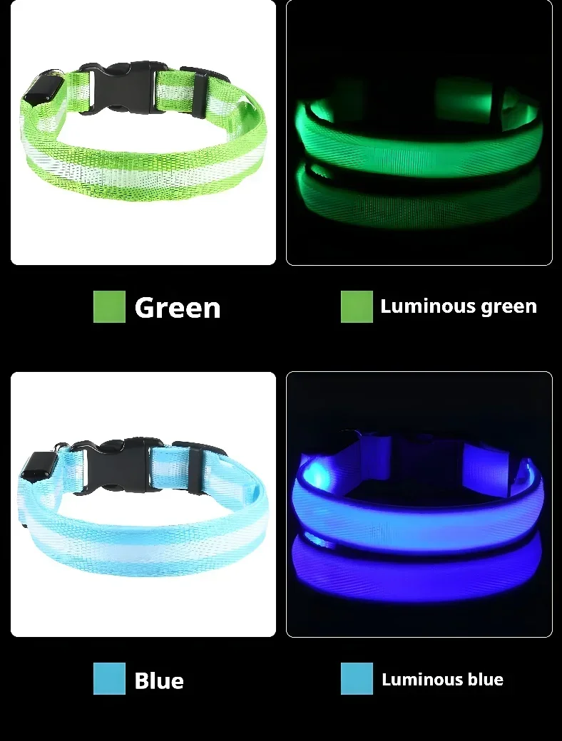 Dog Collar Nylon LED Night Safety Flashing Glow In The Dark Pet Dog Leash pet Dogs Luminous Fluorescent dog accessories collar - Image 20