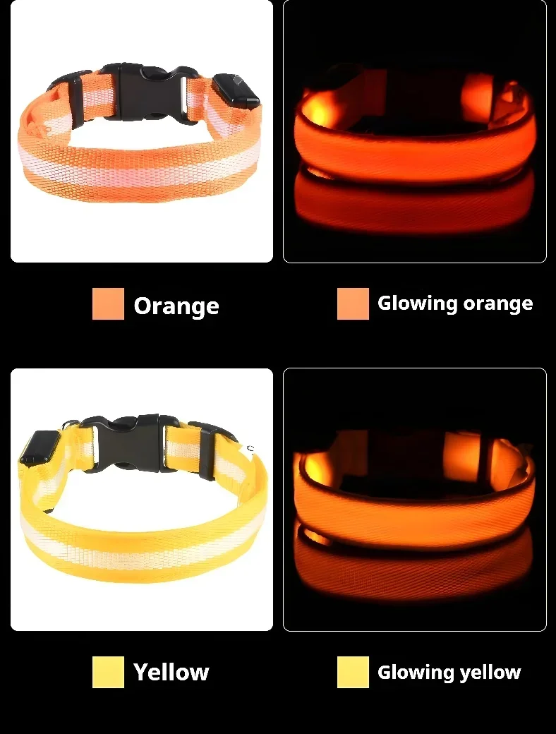 Dog Collar Nylon LED Night Safety Flashing Glow In The Dark Pet Dog Leash pet Dogs Luminous Fluorescent dog accessories collar - Image 19