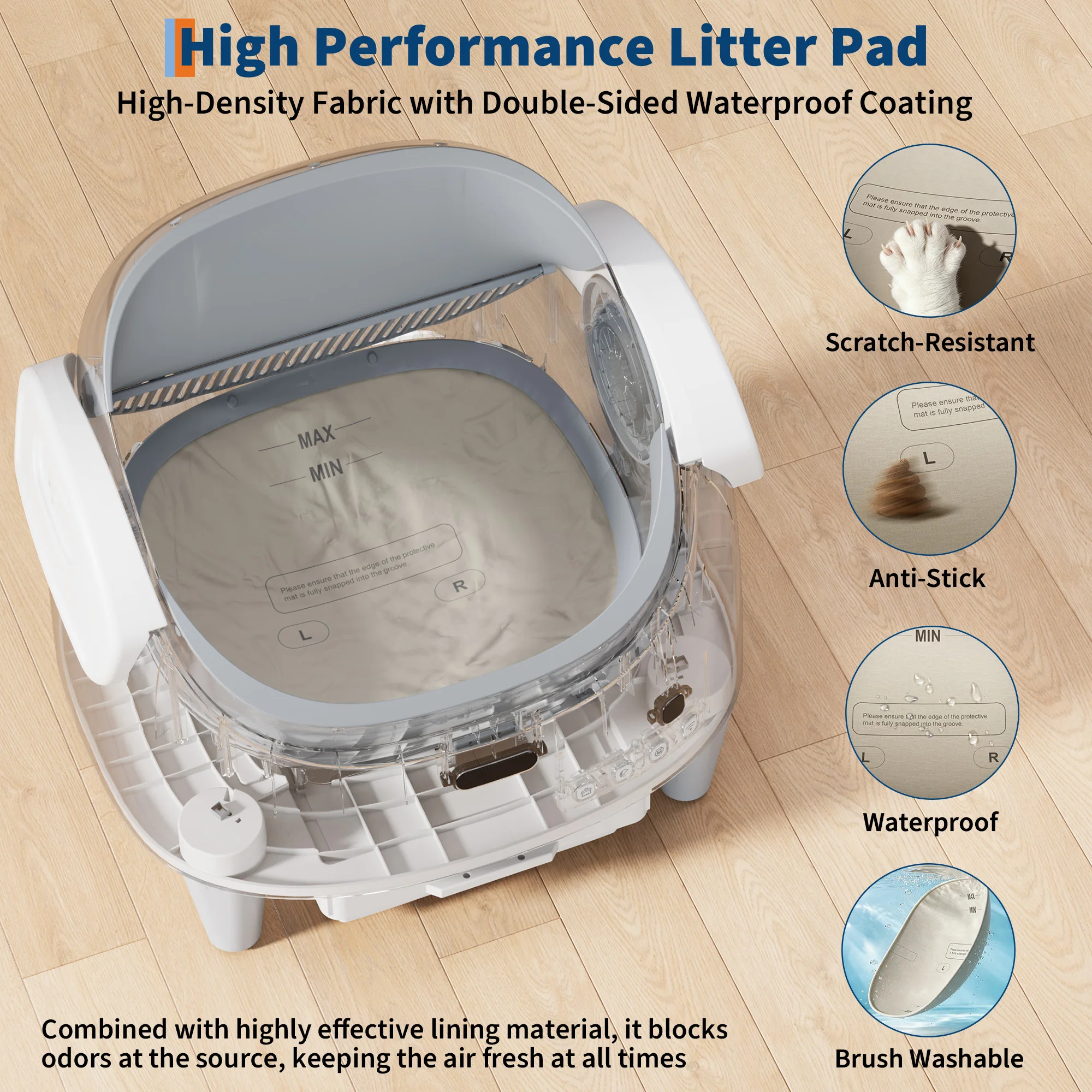 HAUSPROFI Fully Automatic Self-Cleaning Cat Toilet,Open-Top,10.5L,Extra large, Odor Control,Anti-Pinch,App Remote Control for large cats - Image 25