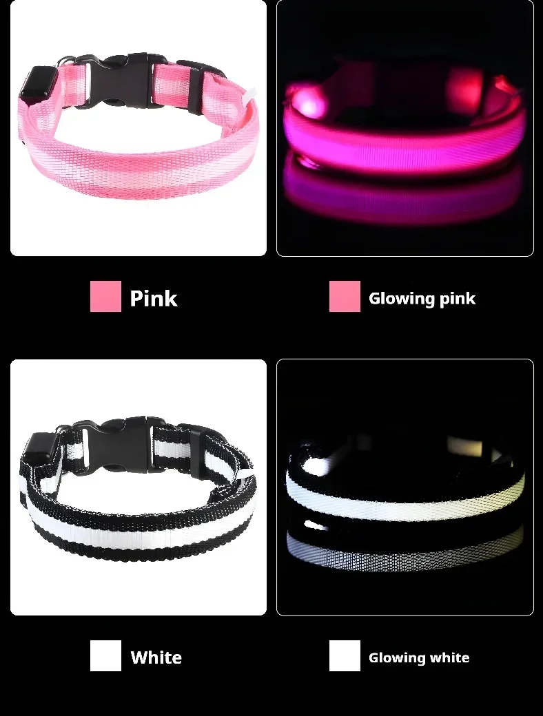 Dog Collar Nylon LED Night Safety Flashing Glow In The Dark Pet Dog Leash pet Dogs Luminous Fluorescent dog accessories collar - Image 21
