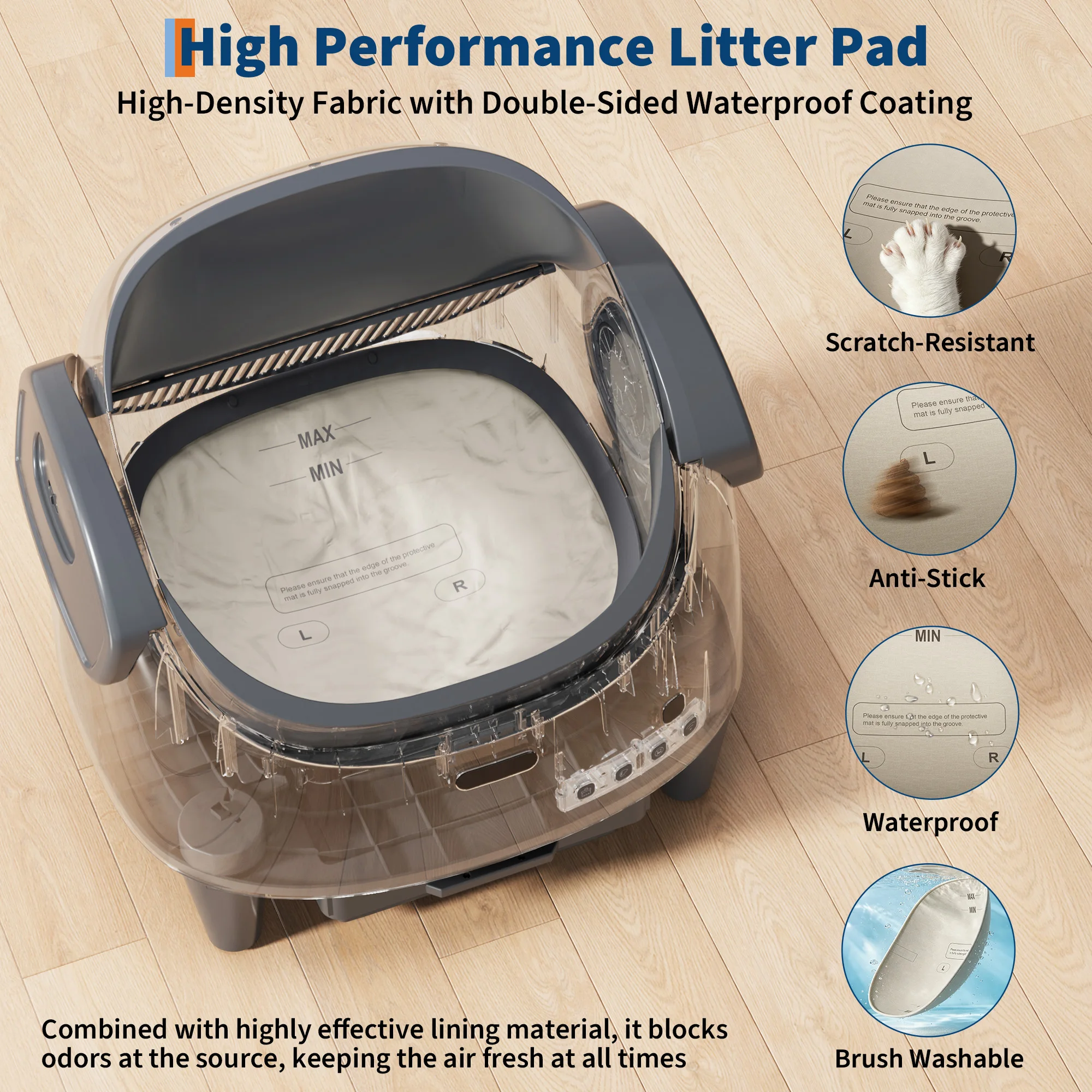 HAUSPROFI Fully Automatic Self-Cleaning Cat Toilet,Open-Top,10.5L,Extra large, Odor Control,Anti-Pinch,App Remote Control for large cats - Image 17